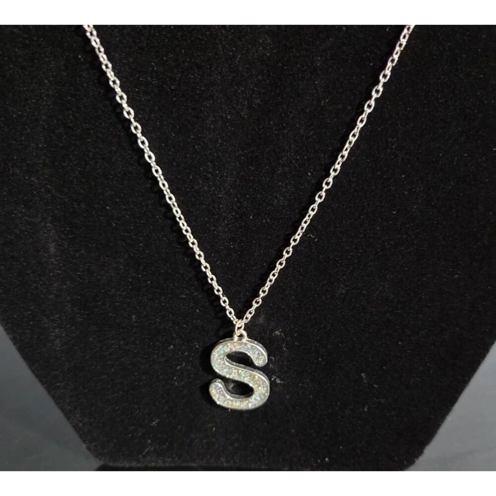 Silver & Pave Crystal 'S' Necklace